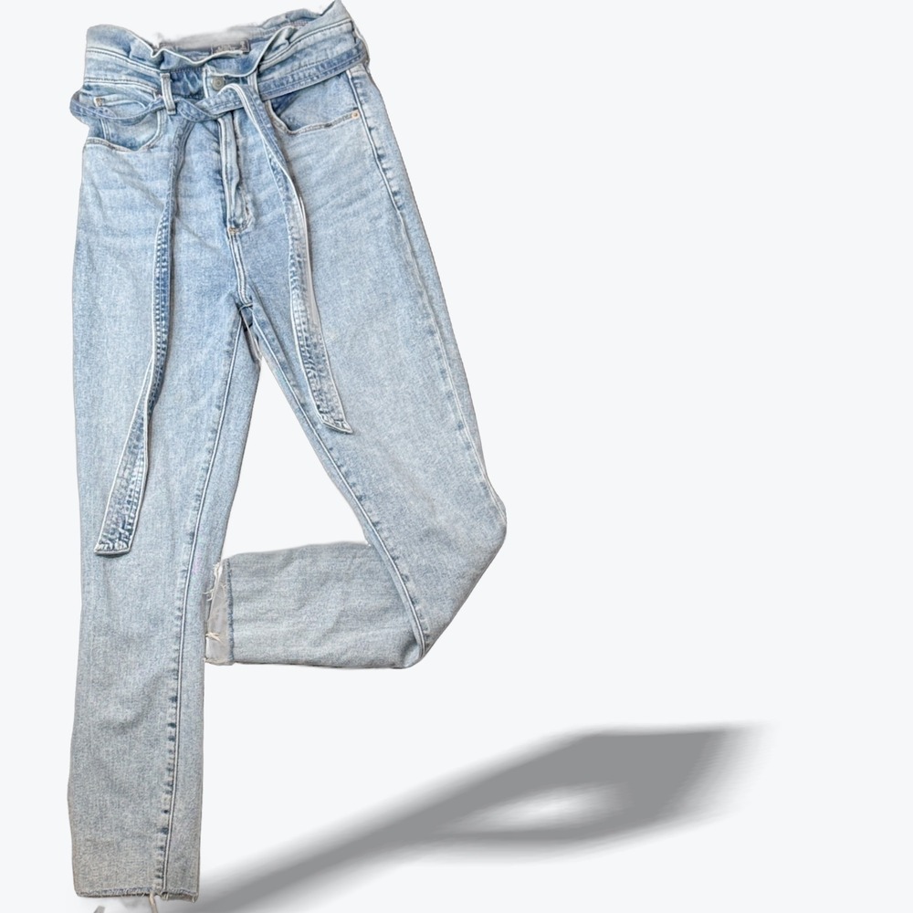Abercrombie Fitch Ultra High‎ Waisted Paperbag Jeans Straight Cropped Womens 2